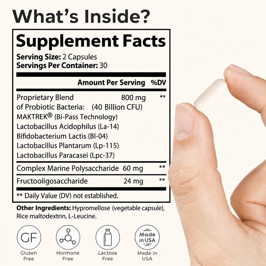 PuraDaily Probiotic 40 Bilion with Prebiotics supplement facts