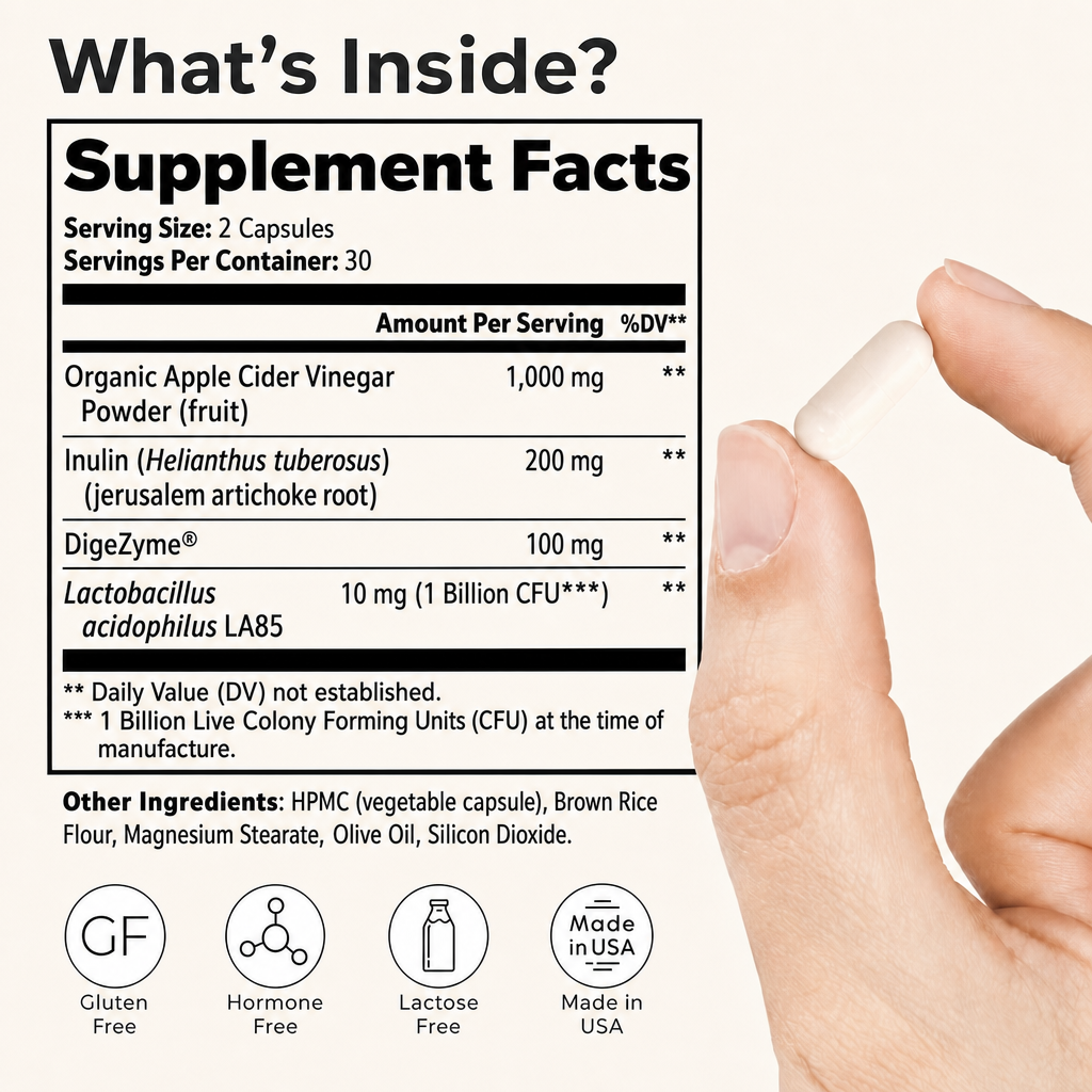 PuraDaily Apple Cider Vinegar supplement facts