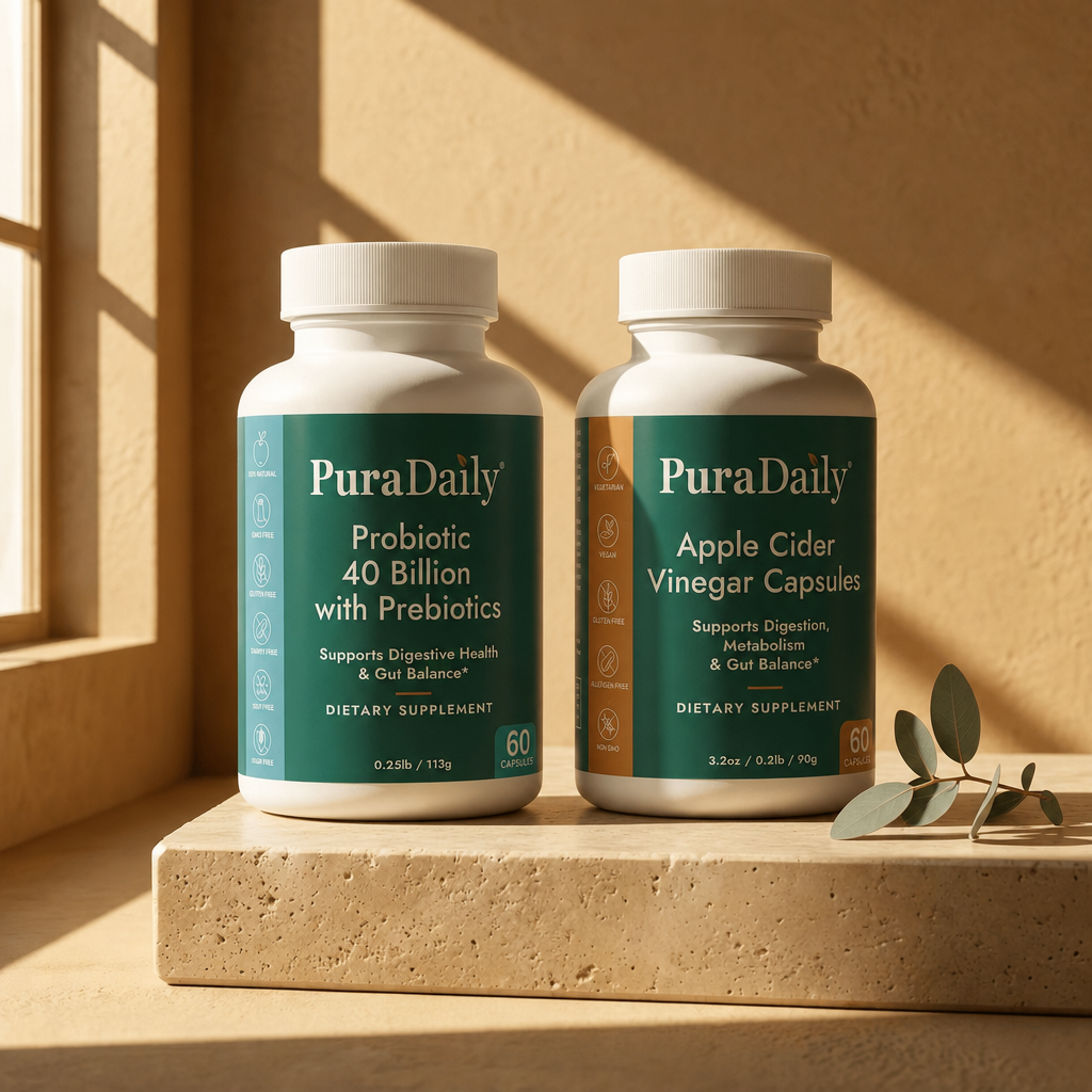 PuraDaily Gut Reset Starter bundle Probiotic 40 Billion and Apple Cider Vinegar Capsules gut health supplement bundle